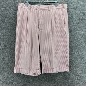 Giorgio Inserti Shorts Men 40 Red Striped Mid Rise Flat Front Bermuda Cuffed